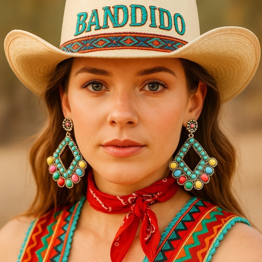 👉 Boho Colorful Western Drop Earrings – Multicolor Statement Jewelry